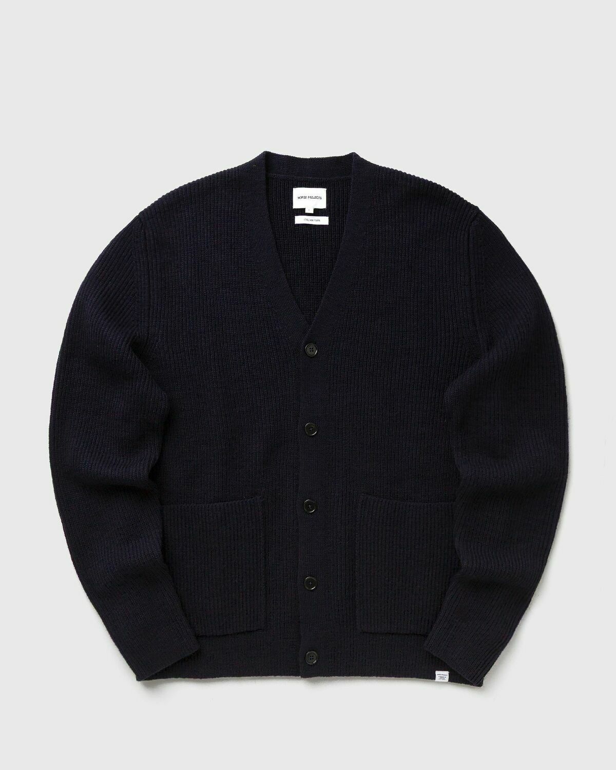 Norse Projects Loki Wool Cotton Rib Cardigan Blue Mens Zippers & Cardigan