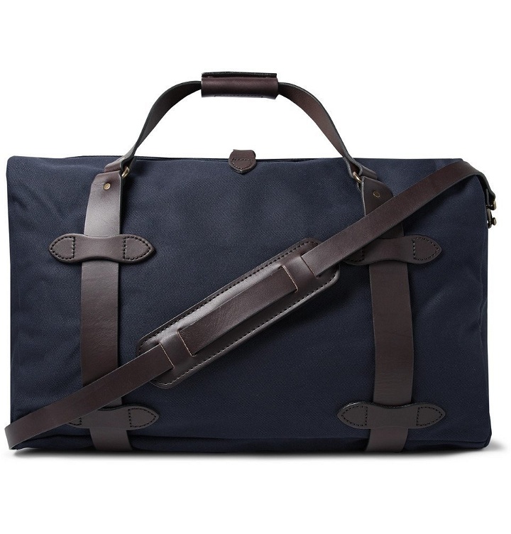 Photo: Filson - Leather-Trimmed Twill Duffle Bag - Midnight blue