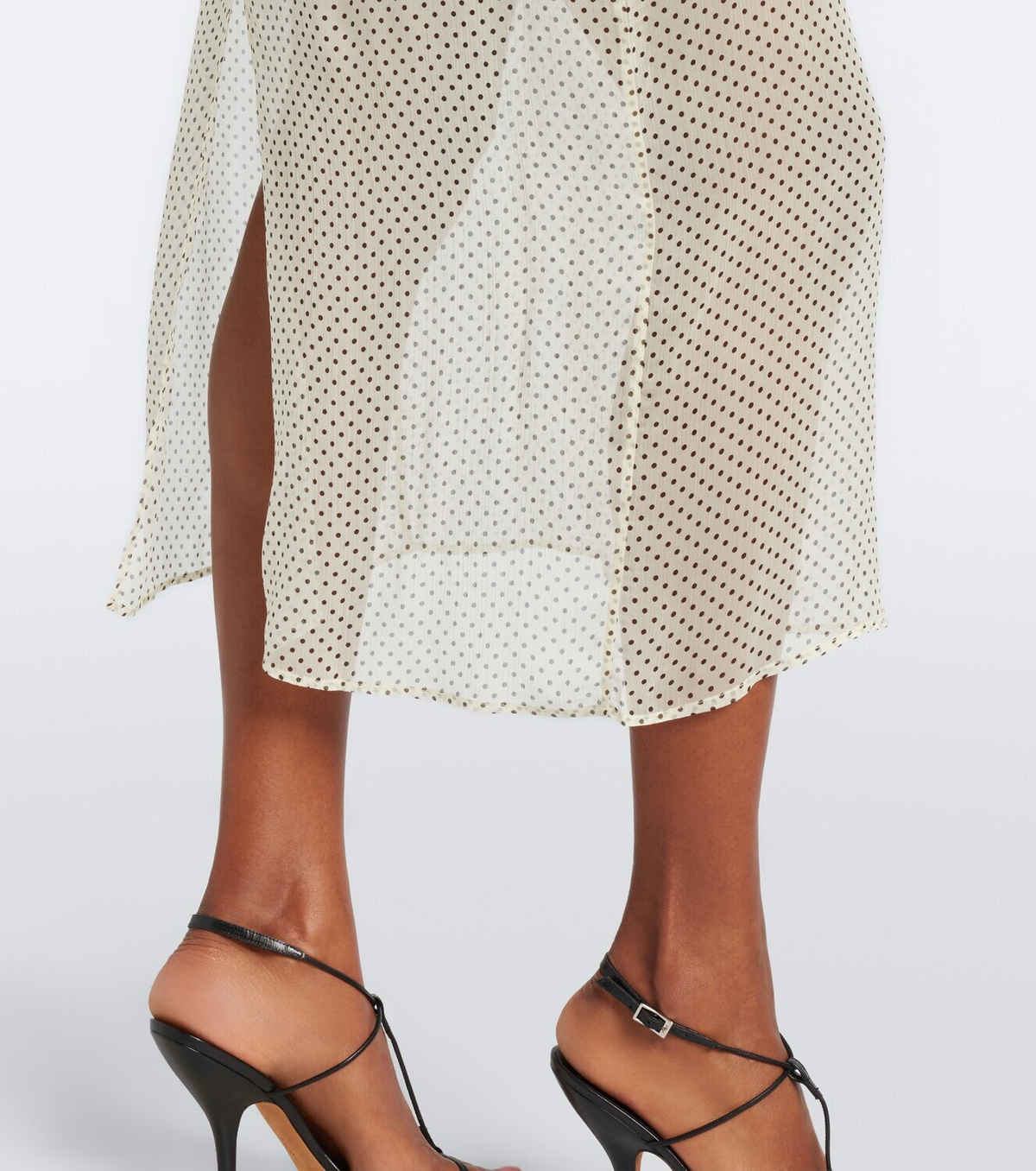 Hunza G Polka-dot sheer midi skirt