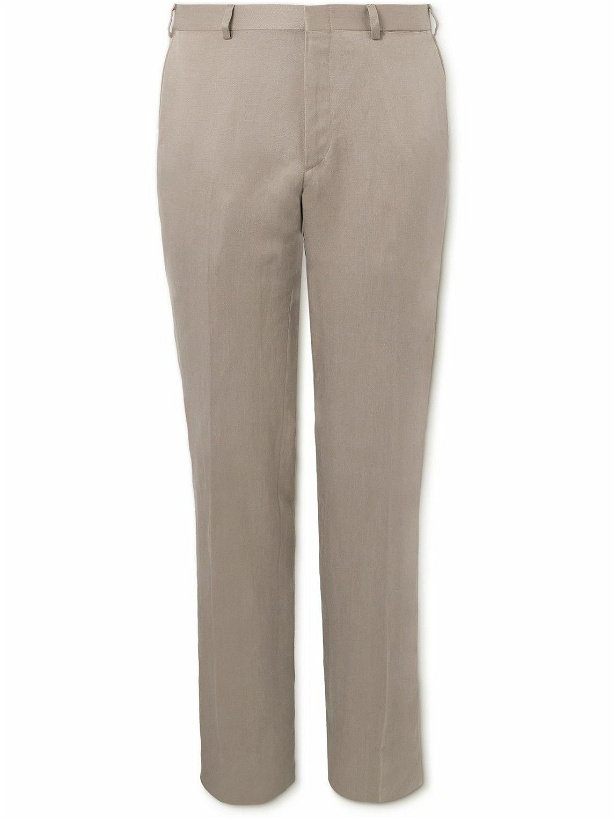 Photo: Brioni - Straight-Leg Silk and Linen-Blend Trousers - Neutrals