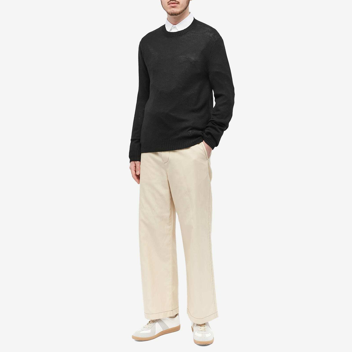 Jil Sander Men's Plus Crew Knit in Black Jil Sander