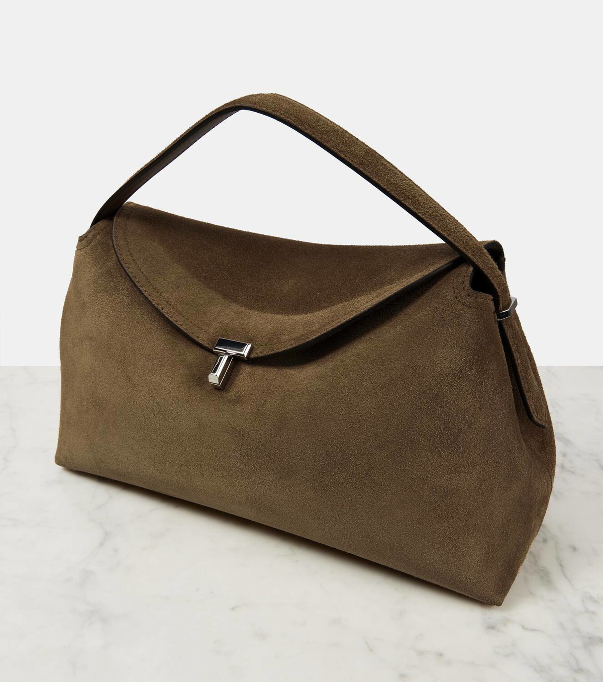 Toteme T-Lock suede tote bag