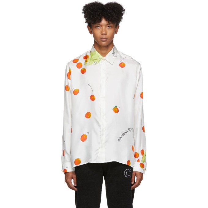 Photo: Casablanca SSENSE Exclusive White Silk Encore Les Oranges Long Sleeve Shirt