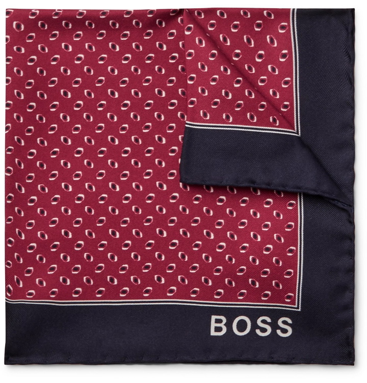 Photo: Hugo Boss - Printed Silk-Twill Pocket Square - Red