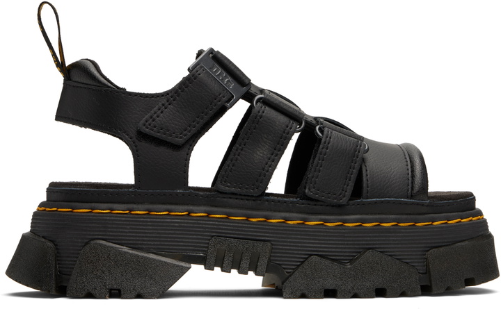 Photo: Dr. Martens Black Mattison 3 Strap Sandals
