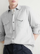 Canali - Lyocell and Cotton-Blend Herringbone Shirt - Gray