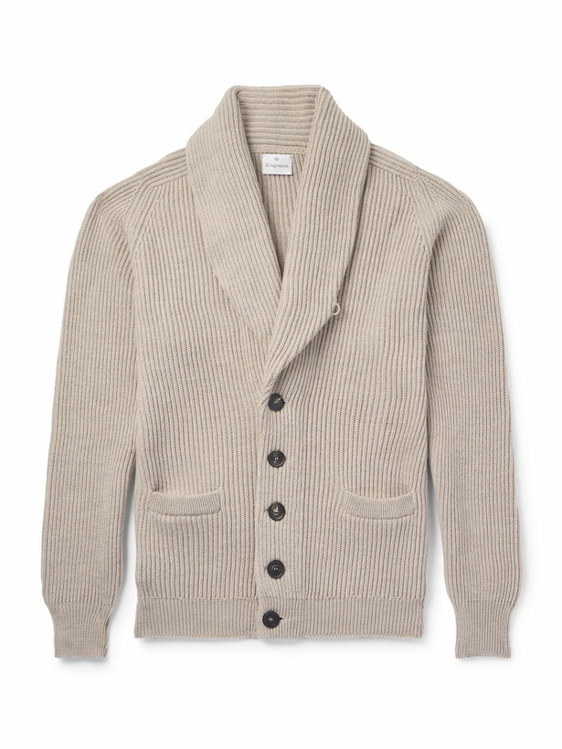 Photo: Kingsman - Shawl-Collar Ribbed Wool Cardigan - Neutrals