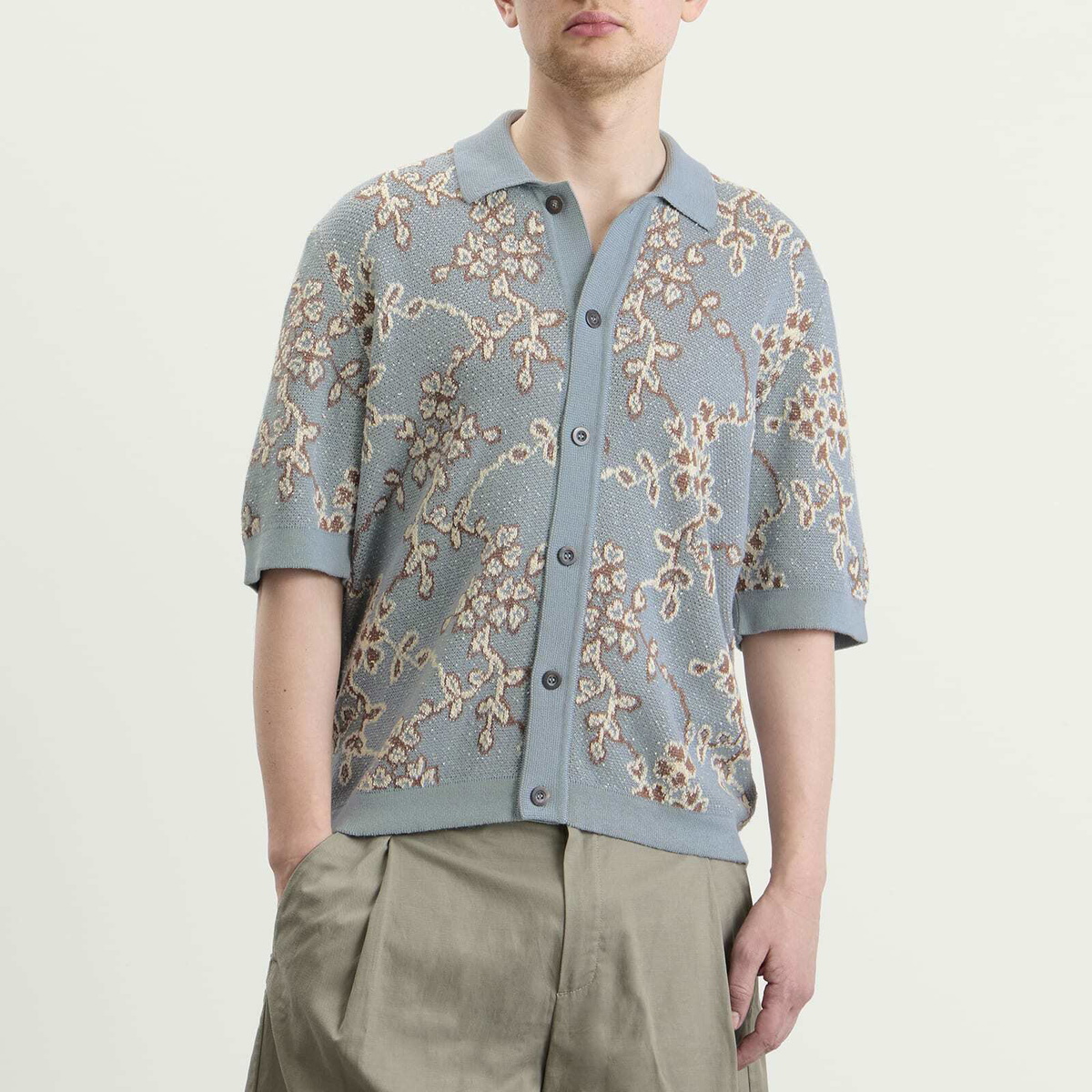 Corridor Men's Trellis Knit Shirt in Light Blue