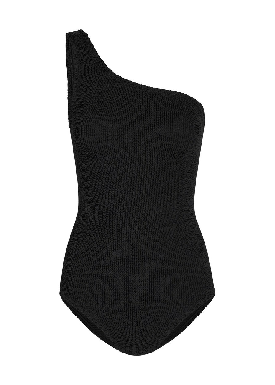 Hunza G Coverage Nancy One-shoulder Crinkle Swimsuit - Black - One Size