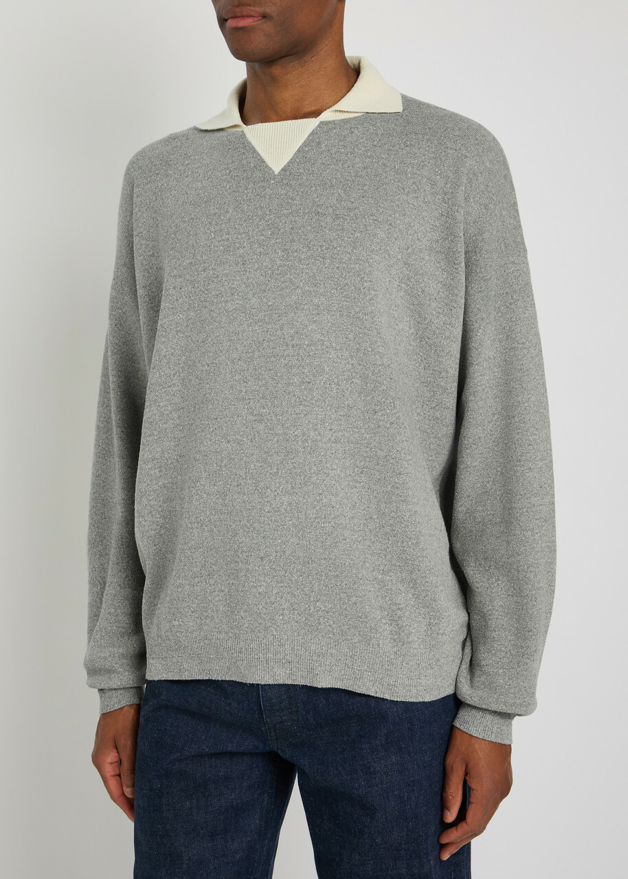 Calvin Klein Desmond Silk-knit Polo Grey
