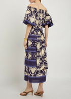 Johanna Ortiz Harbour Hues Patterned Cotton-poplin Midi Dress Beige