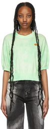 Kenzo Green Tie-Dye Tiger Crest Short Sleeve Sweater