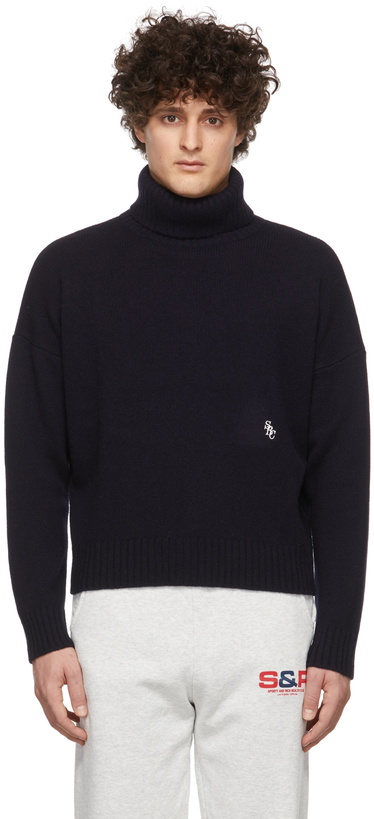 Photo: Sporty & Rich Navy 'SRC' Turtleneck