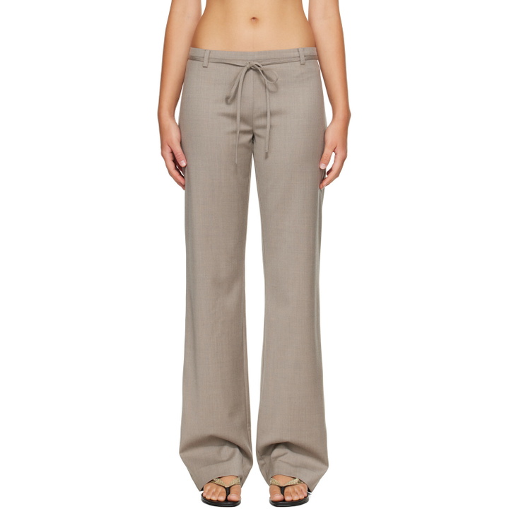 Photo: St. Agni Taupe 90s Wool Rouleau Minimal Trousers