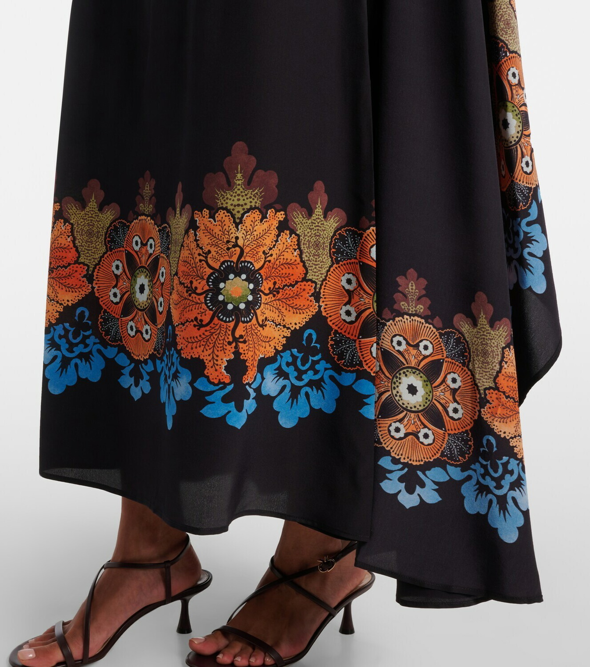 La DoubleJ Magic caped floral silk maxi dress