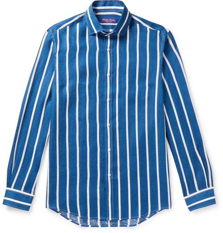 Photo: Ralph Lauren Purple Label - Striped Linen Shirt - Blue