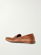 Versace - Logo-Embellished Leather Penny Loafers - Brown