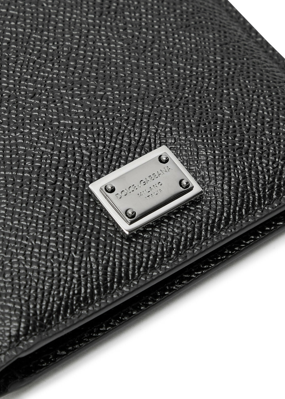 Dolce & Gabbana Logo Pebbled Leather Wallet - Black - One Size
