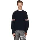 Thom Browne Navy Classic Crewneck Stripes Pullover