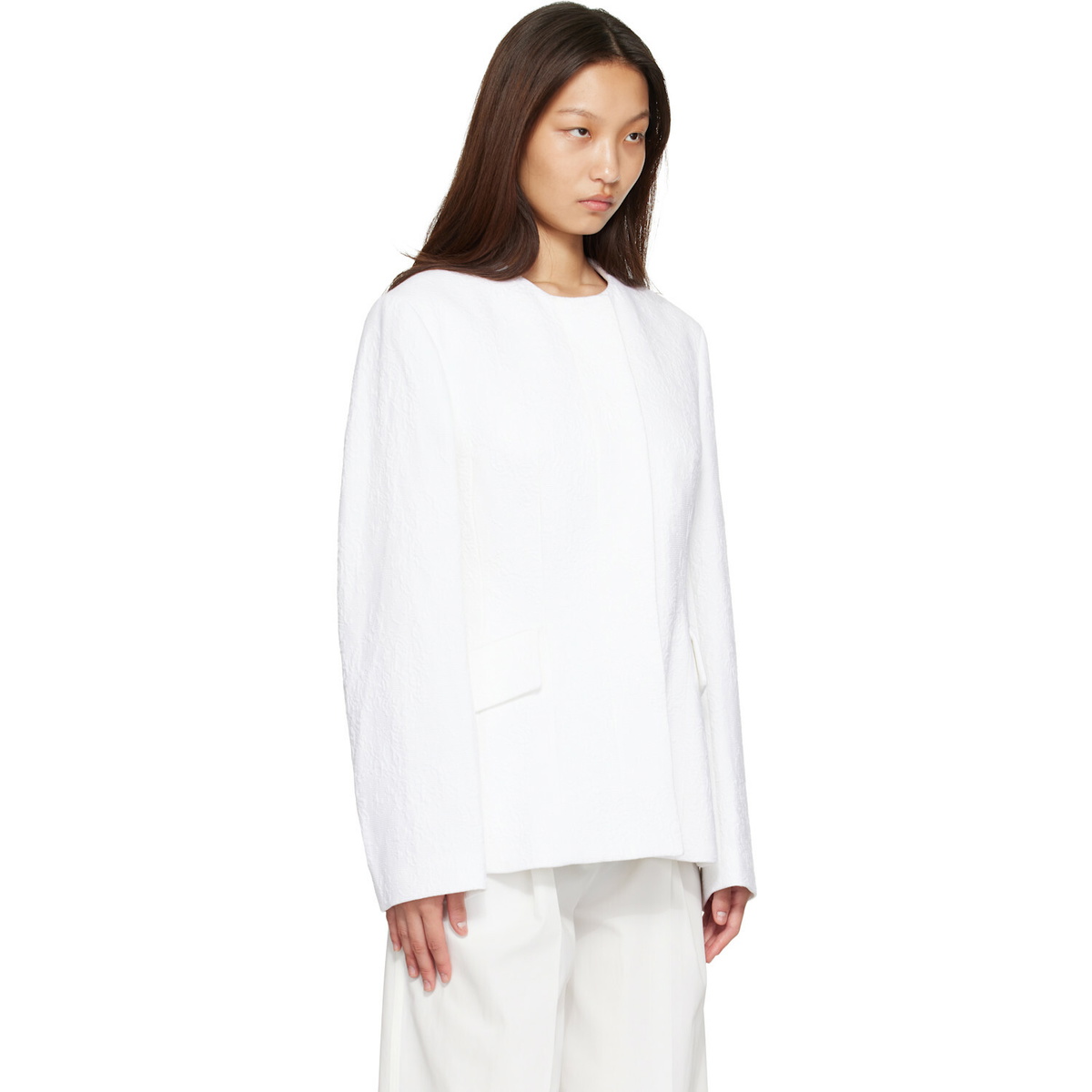 TOTEME White Jacquard Cotton Blazer