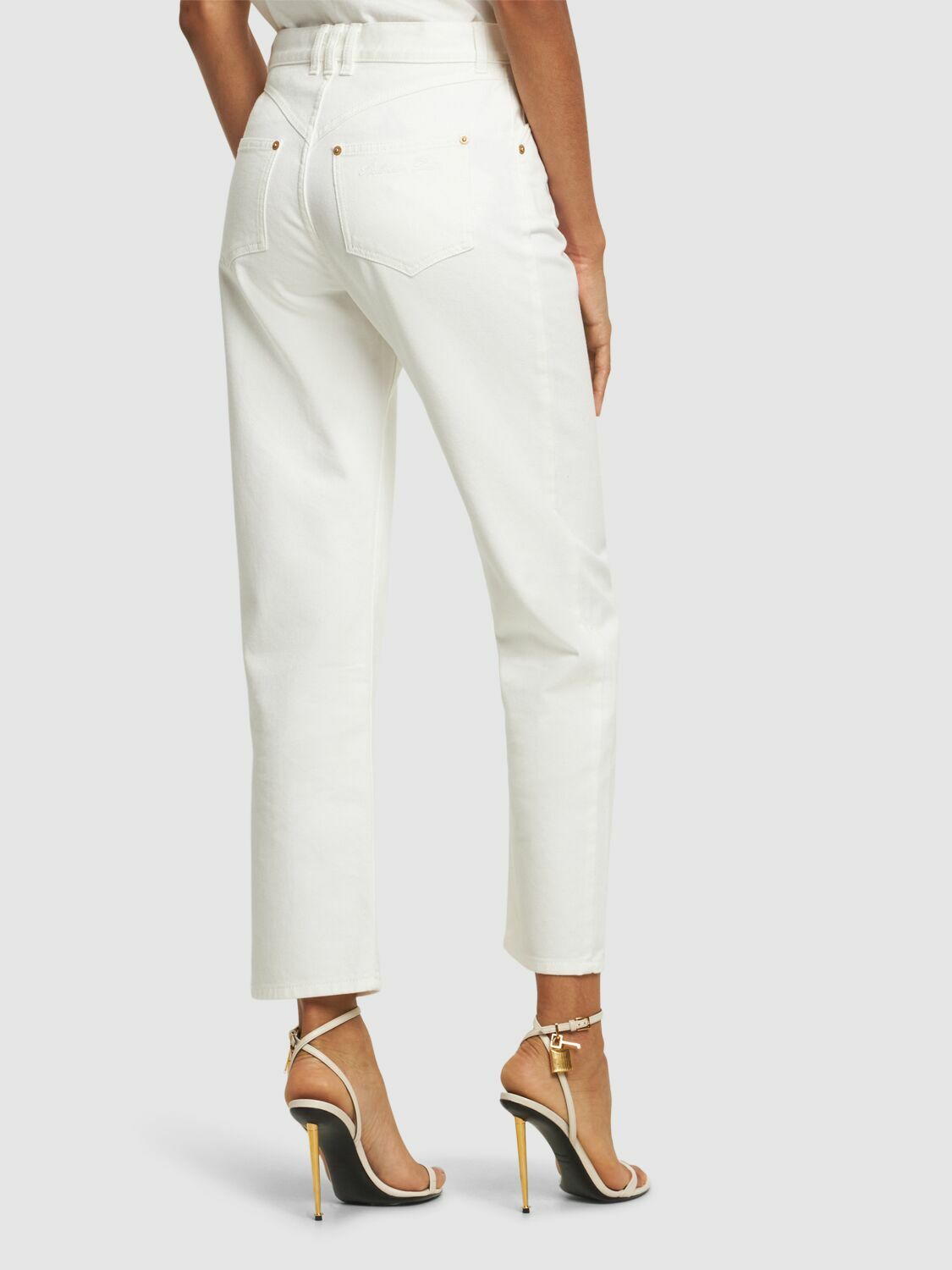 Balmain White Cotton Straight-Leg Jeans