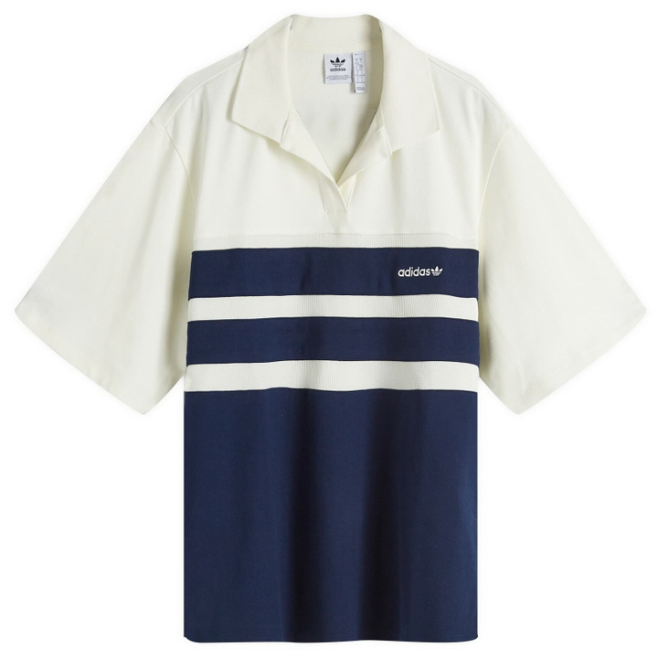 Photo: Adidas Women's Polo S/S Shirt in Off White/Night Indigo