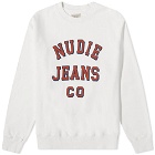 Nudie Jeans Co Men's Nudie Jeans Lasse Logo Crew Sweat in Chalk White