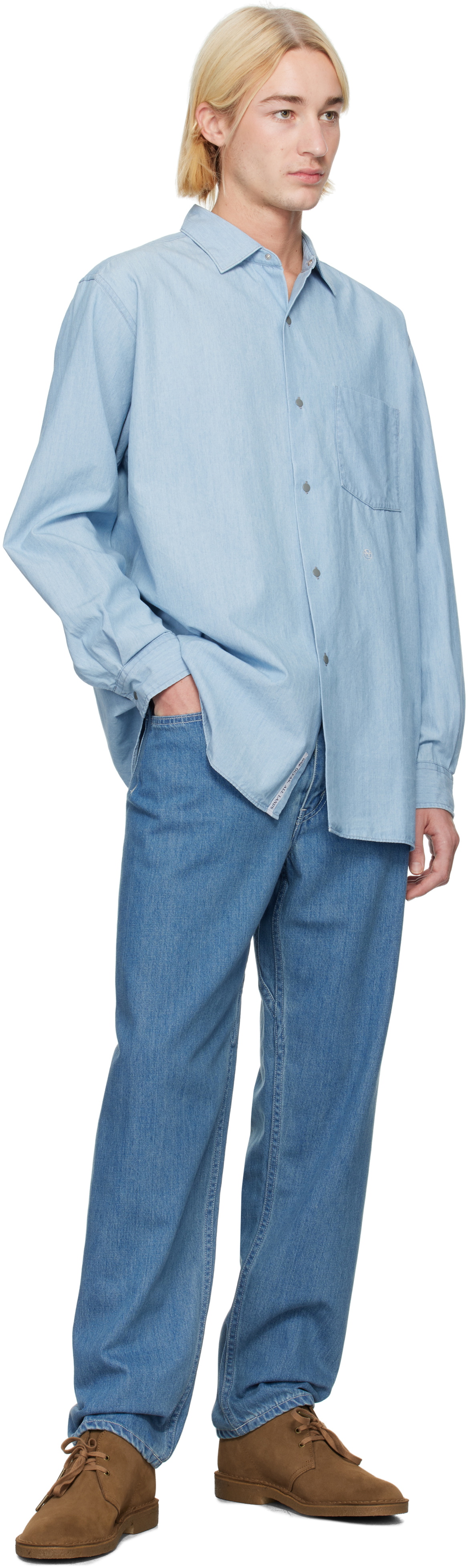 nanamica Blue Regular Collar Chambray Shirt Nanamica