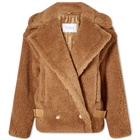 Max Mara Women's Ranghi Teddy Biker Jacket in Camel