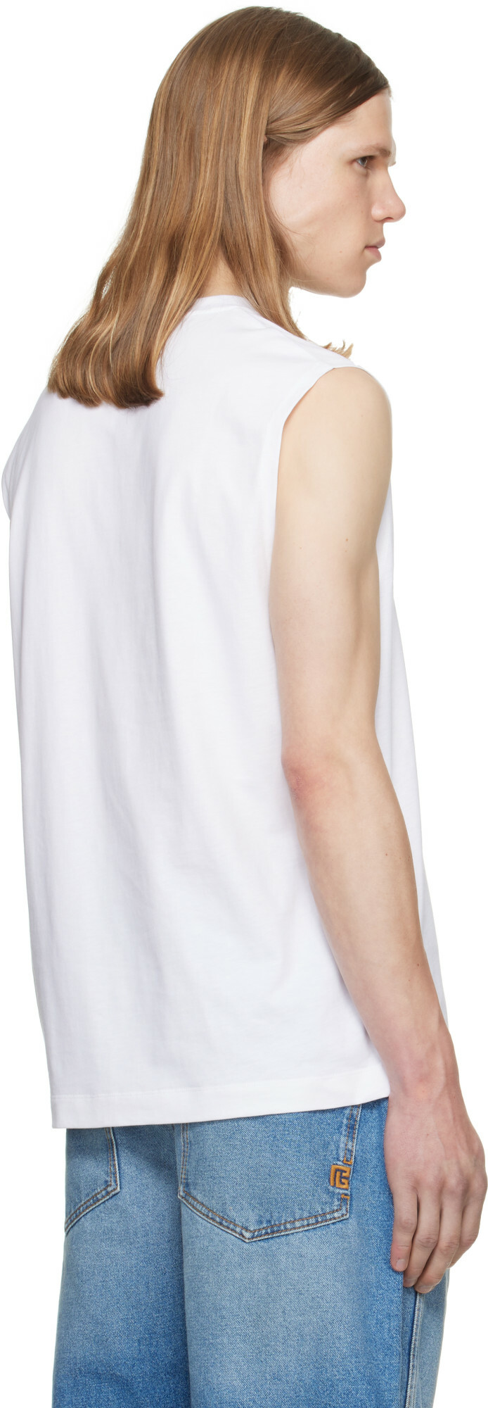 BALMAIN White 'Balmain Paris' Embroidered Tank Top