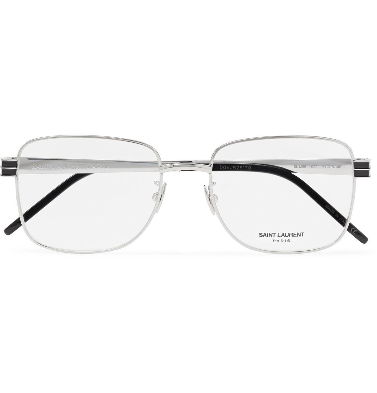 Yves Saint Laurent メガネ シルバー フレーム SAINT LAURENT - Square-Frame Silver-Tone and Acetate Optical