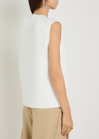 Vince V-neck Fine-knit Cotton-blend Vest White