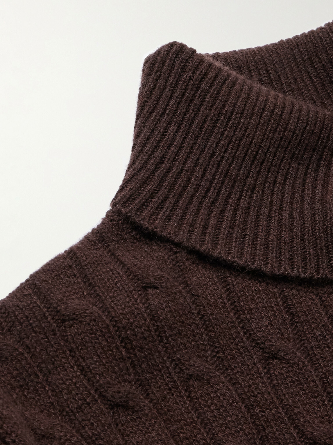 Allude - Slim-Fit Cable-Knit Cashmere-Blend Rollneck Sweater - Brown