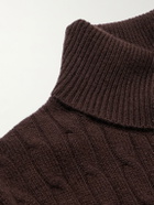 Allude - Slim-Fit Cable-Knit Cashmere-Blend Rollneck Sweater - Brown