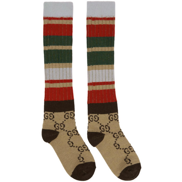 Photo: Gucci Beige and Brown Multi Band GG Socks 