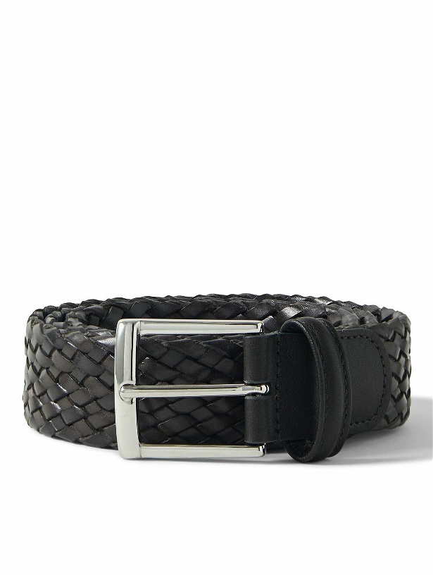 Photo: Anderson's - 3.5cm Woven Leather Belt - Black