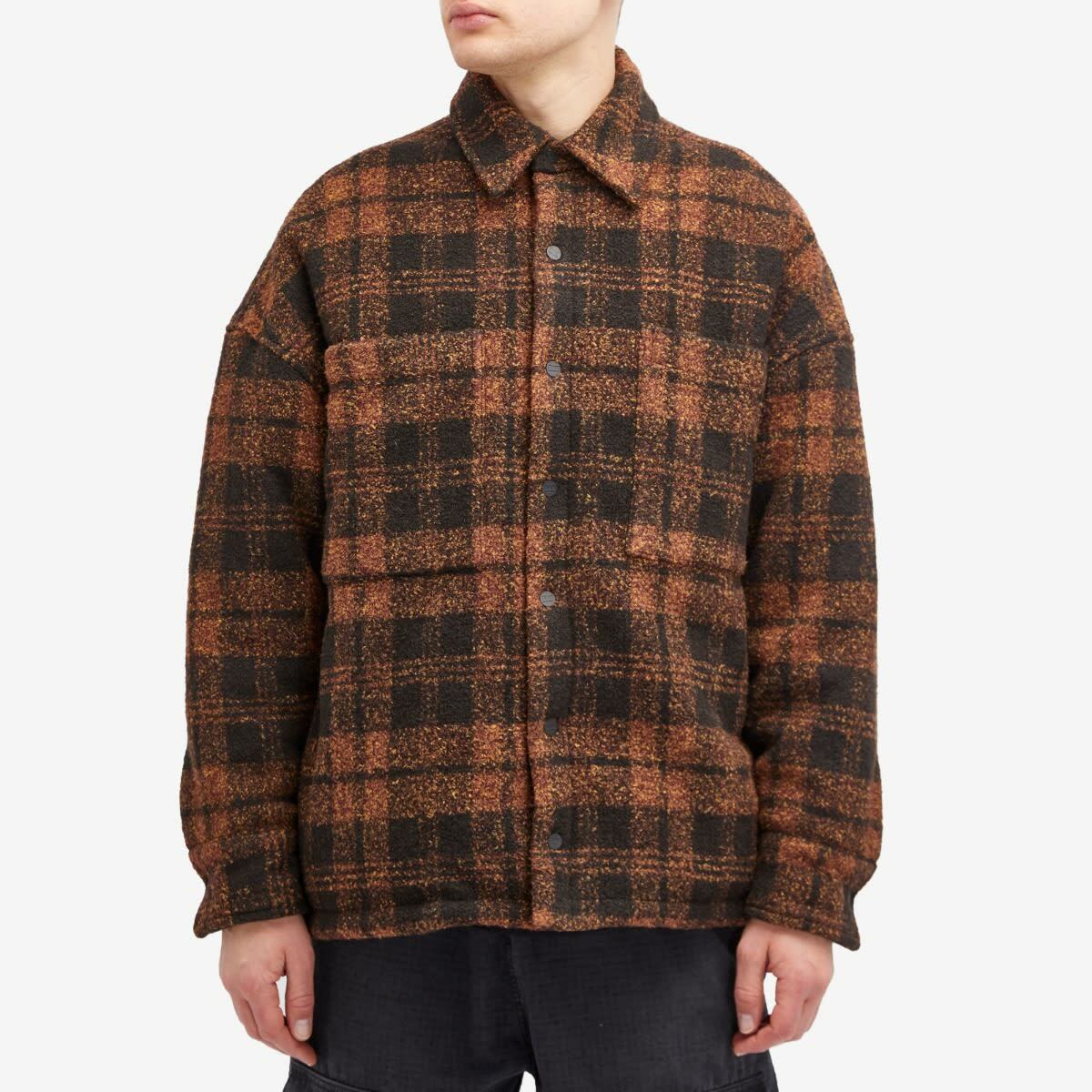 Nahmias Men's Plaid Padded Shirt Jacket in Saffron