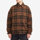 Nahmias Men's Plaid Padded Shirt Jacket in Saffron