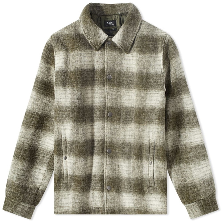 Photo: A.P.C. Men's A.P.C New Alan Check Wool Jacket in Khaki