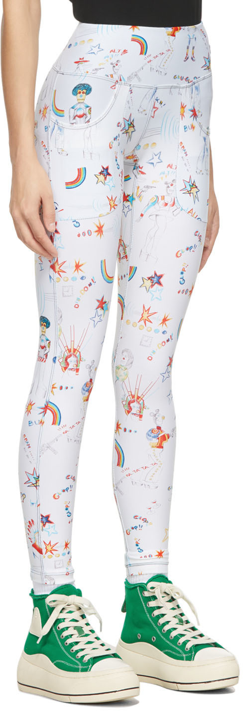 R13 White Twin Fantasy Edition Patch Pocket Leggings R13