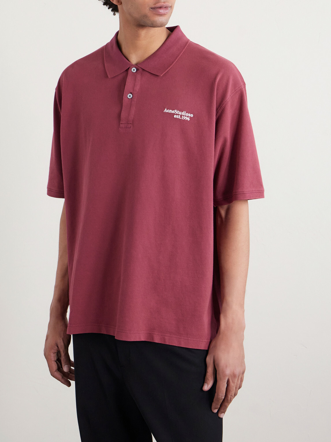 Acne Studios - Egnes Logo-Embroidered Cotton Piqué Polo Shirt - Burgundy
