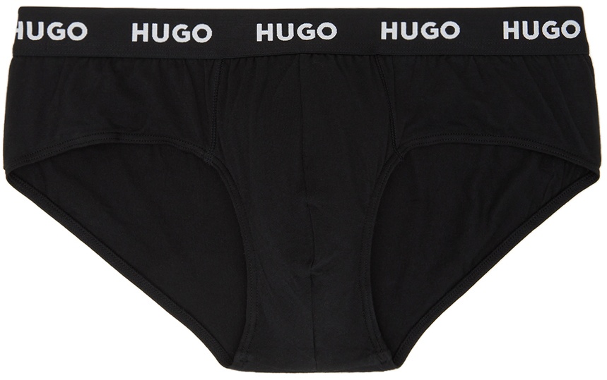 Hugo Three-Pack Black Logo Briefs Hugo Boss