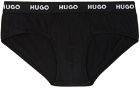 Hugo Three-Pack Black Logo Briefs