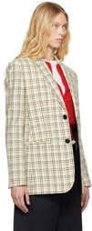 AMI Paris Beige Checked Wool Semi-Lined Blazer