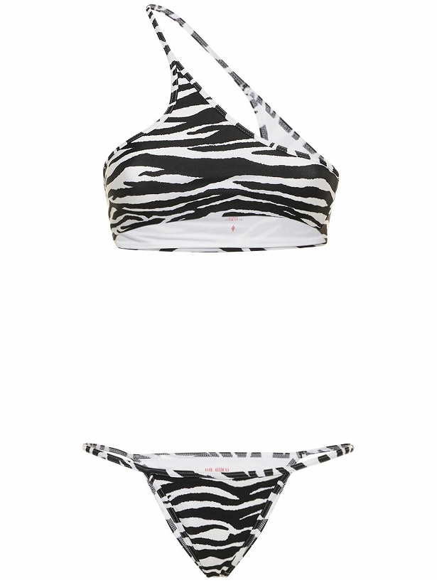 Photo: THE ATTICO Zebra Printed One-shoulder Bikini