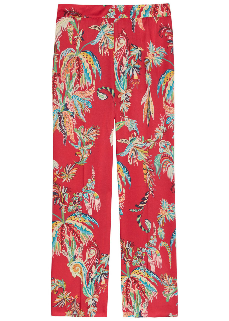 Etro Printed Flared-leg Satin Trousers Multicoloured