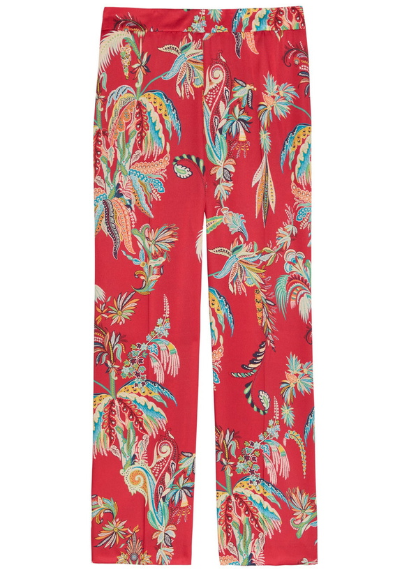 Photo: Etro Printed Flared-leg Satin Trousers Multicoloured
