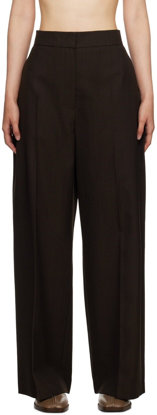 Recto Brown Striped Trousers Recto