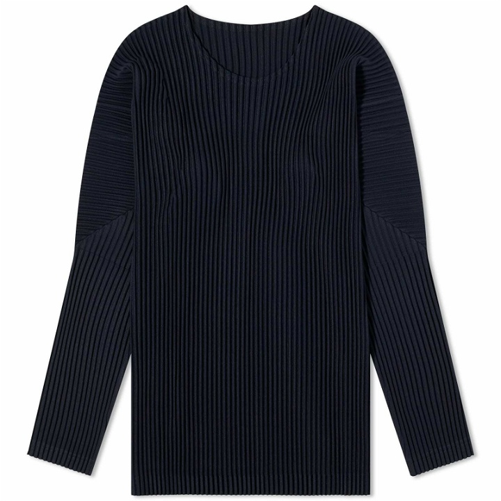 Photo: Homme Plissé Issey Miyake Men's Pleated Long Sleeve T-Shirt in Navy
