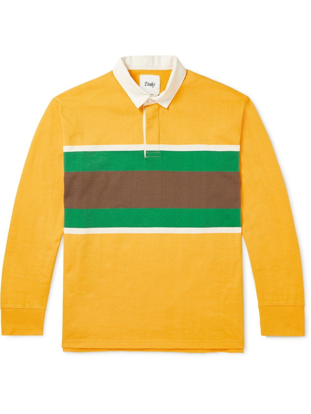 Photo: Drake's - Striped Cotton Polo Shirt - Yellow
